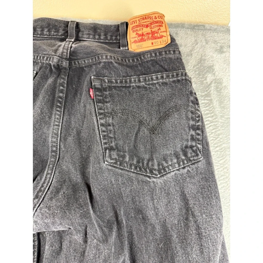 Vtg Levi's 550 Relaxed Fit Jeans Mens Tag 40x34 Actual 36x34 Black Denim